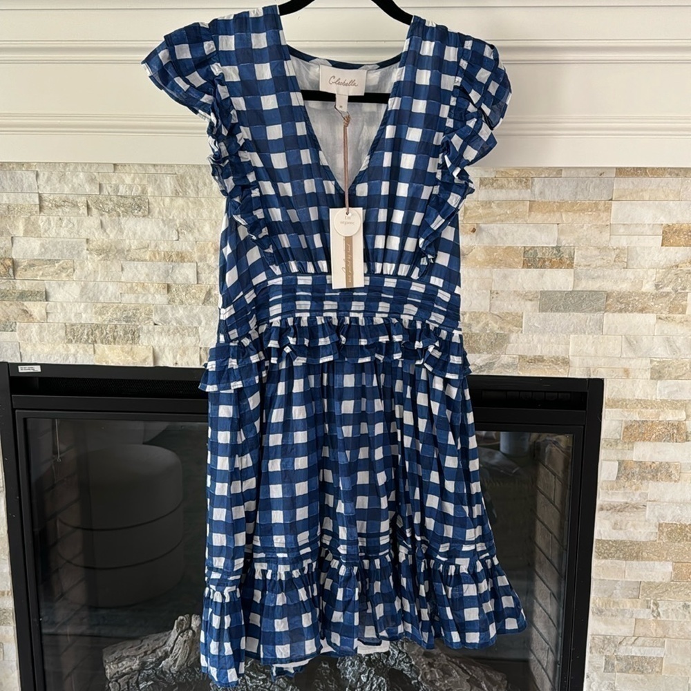 NWT Benny Mini Dress Painterly Gingham Medium - Picture 2 of 8